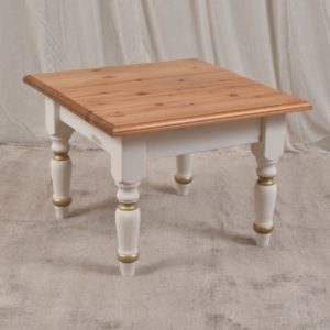 pine upcycled coffee table with grey chalk paint legs
